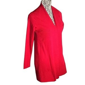 CHICO'S Red Open Front Cardigan Ribbed Knit Long Sleeve Sweater Jacket  XS Comfy